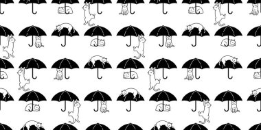 Kedisiz desenli kedi yavrusu şemsiyesi. Çizgi film eşarbı. Arka plan hayvani fayanslı duvar kâğıdı çizimi tasarımı.