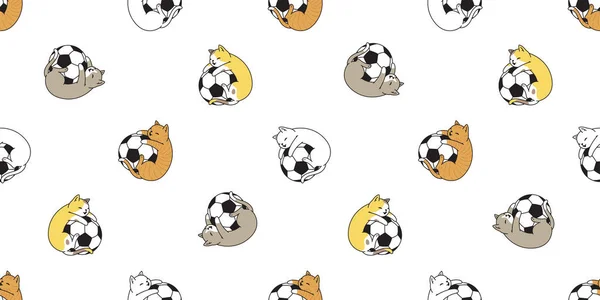 Chat Modèle Sans Couture Football Chaton Calico Vecteur Animal Sport — Image vectorielle