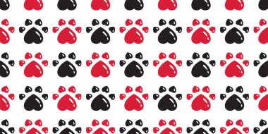 Köpek patisi kusursuz kalp izi kedi kedi dişi kedi vektörü buldog karikatür karo kaplama arka plan duvar kağıdı karalama kırmızı siyah tasarım