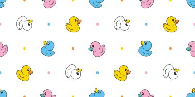 Ördek desensiz plastik ördek duşlu oyuncak tavuk vektör eşarbı karikatür hayvan fayans duvar kağıdı arka plan çizimi tasarımı