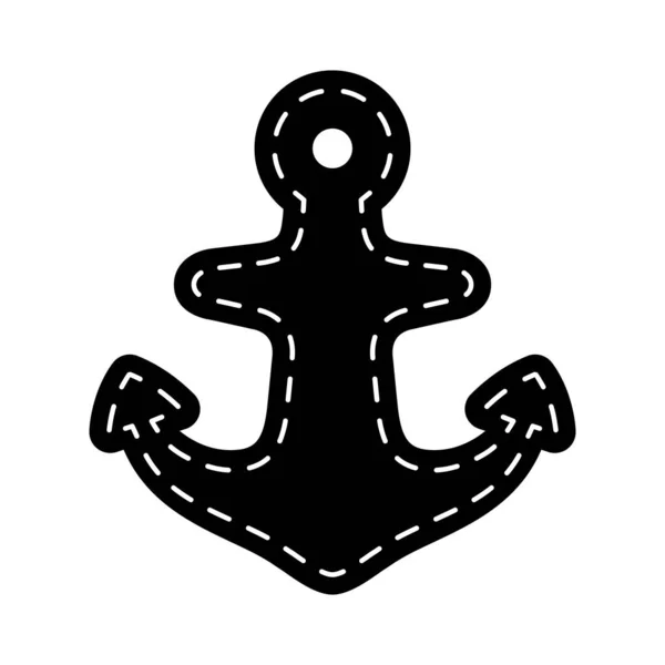 Anchor Vetor Ícone Logotipo Elmo Barco Símbolo Pirata Náutico Linha — Vetor de Stock