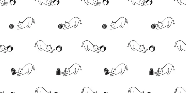 Кошка Бесшовный Узор Котенок Игрушечная Пряжа Шар Calico Бутылка Молока — стоковый вектор