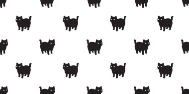 Kedisiz desenli kedi yavrusu Calico taşıyıcı eşarp izole edilmiş arka plan çizgi film hayvan fayanslı duvar kağıdı çizimi beyaz karalama siyah tasarım
