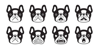Köpek vektörü Fransız buldog ikonu köpek yavrusu hayvan duyguları logo karakteri çizgi film sembolü eşarp çizim tasarımı üretir