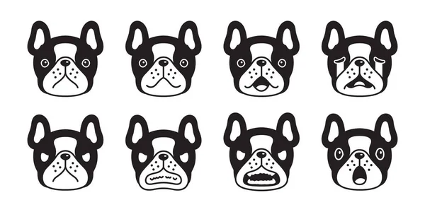 犬ベクトルフランスのブルドッグアイコン子犬ペットの感情は ロゴキャラクター漫画のシンボルスカーフドアイラストデザインを繁殖 — ストックベクタ