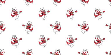 Ayı desensiz kutup gitarı vektörü Noel Baba Noel Baba ukulele teddy karikatür karikatür eşarp yalıtılmış fayans duvar kâğıdı çizim tasarımı