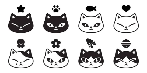 Γάτα Διάνυσμα Γατάκι Εικονίδιο Calico Κατοικίδιο Ζώο Φυλή Κεφάλι Χαρακτήρα — Διανυσματικό Αρχείο