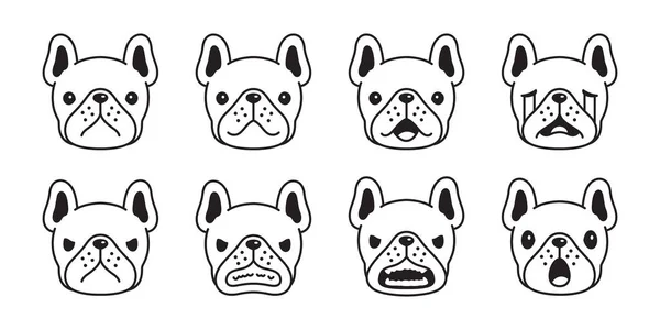 Cão Vetor Francês Bulldog Ícone Cachorro Pet Emoções Raça Logotipo — Vetor de Stock