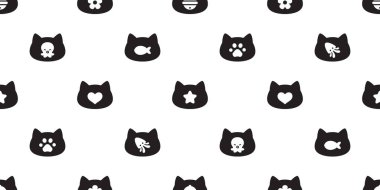 Kedi desensiz kedi yavrusu ikonu kafa izi patili oyuncak bebek vektörü ahtapot yıldız kalbi çiçek çanı eşarbı karikatür hayvan fayans duvar kağıdı tekrar çizim çizimi tasarımı