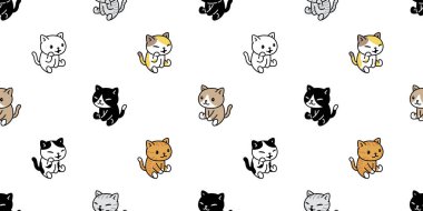 Kedisiz desenli kedi yavrusu. Calico taşıyıcı hayvan eşarbı. Arka planda karikatür, hayvan karalama, duvar kağıdı çizimi tasarımı.