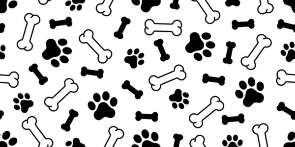 Dog Bone Seamless Pattern Paw Footprint Vector French Bulldog Puppy — Stock Vector