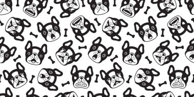 Köpek desensiz Fransız bulldog vektörü baş çizgi film ikonu gülümsemesi Duvar kağıdı resimli eşarp izole tasarım