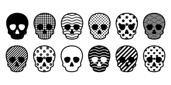 Crâne Halloween Icône Vecteur Logo Japon Vague Pirate Pois Étoile — Image vectorielle