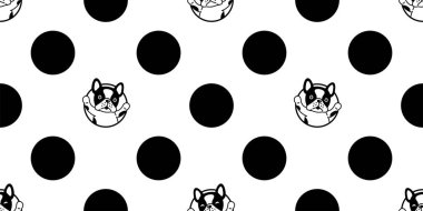 Köpek desensiz Fransız bulldog vektörü polka yavru köpek çizgi filmi Duvar kâğıdı kaplama eşarbı izole çizim tasarımı