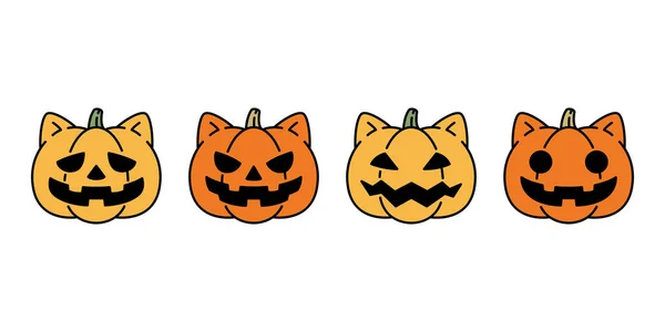 Dýně Halloween Kočka Vektor Ikona Kotě Logo Symbol Kreslený Znak — Stockový vektor