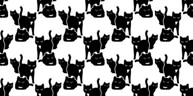 cat seamless pattern black cat kitten calico icon vector doodle cartoon pet animal illustration gift wrapping paper tile background repeat wallpaper scarf isolated