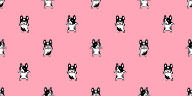 Köpek desensiz Fransız buldog çizgi filmi karalama komik köpek yavrusu fayanslı arka plan hediye paketi kağıt tekrar duvar kâğıdı illüstrasyonu hayvan pembesi