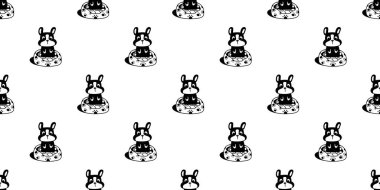 Köpek desensiz Fransız buldog çizgi filmi. Yastık karalaması. Köpek pençesi, ayak izi.