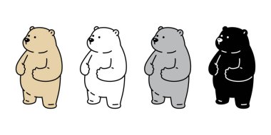 Ayı kutup ikonu vektör karikatür karakteri şişman oyuncak bebek sembolü izole tasarım