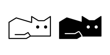 kedi vektörü siyah kedi yavrusu blok tuğla tangram coğrafya calico karikatür karakter hayvan doodle logo illüstrasyon tasarımı