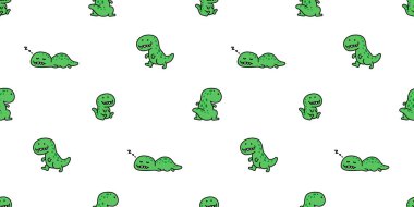 Dinozor desensiz t-rex Tyrannosaurus karikatür uyuyan vektör karakteri karalama kağıt kaplama arkaplan tekrar duvar kağıdı eşarbı izole tasarım