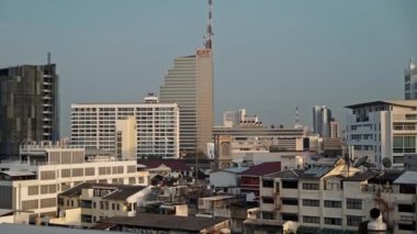 BANGKOK - 14 HAZİRAN: Bangkok 'un şehir manzarasını gerçek zamanlı olarak kurma. Bangkok 14 Ocak Bangkok, Tayland 'ın başkentidir..