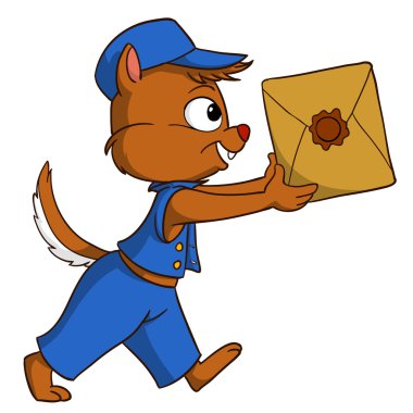 Karikatür teslimat sincap paketi ile