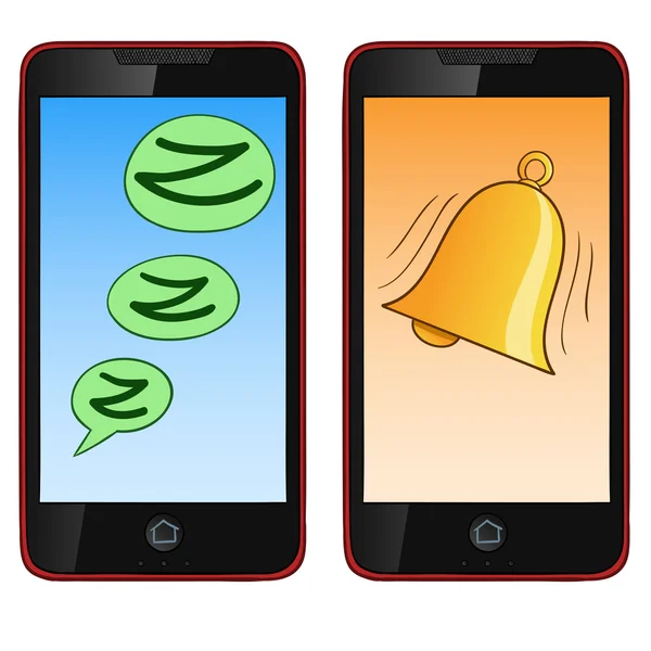 Cartoon hand draw cell phone in two mode Stock Illustration