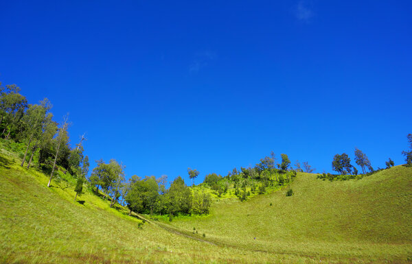 Nature view on the mountain with blue sky.