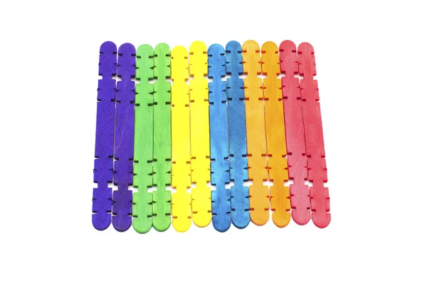 Kleurrijke houten lolly sticks, IJssticks. — Stockfoto