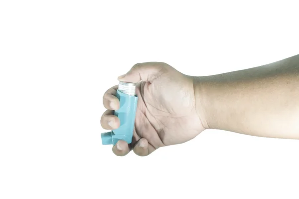 Hand met astma-inhalator. — Stockfoto