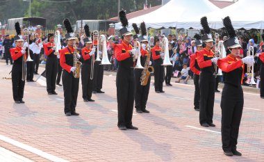 Kuantan-Ağustos 31:Malaysians üzerinde 31 Ağustos 2015 yılında Kuantan, Pahang, Malezya bağımsızlık 58 yaşını kutluyor Ulusal günü yürüyüşü, katılmak.