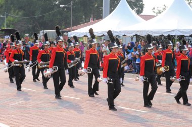 Kuantan-Ağustos 31:Malaysians üzerinde 31 Ağustos 2015 yılında Kuantan, Pahang, Malezya bağımsızlık 58 yaşını kutluyor Ulusal günü yürüyüşü, katılmak.