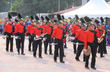 Kuantan-Ağustos 31:Malaysians üzerinde 31 Ağustos 2015 yılında Kuantan, Pahang, Malezya bağımsızlık 58 yaşını kutluyor Ulusal günü yürüyüşü, katılmak.