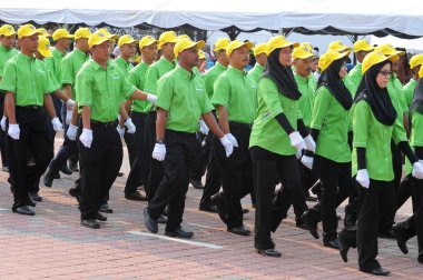 Kuantan-Ağustos 31:Malaysians üzerinde 31 Ağustos 2015 yılında Kuantan, Pahang, Malezya bağımsızlık 58 yaşını kutluyor Ulusal günü yürüyüşü, katılmak.