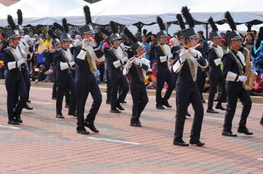 Kuantan-Ağustos 31:Malaysians üzerinde 31 Ağustos 2015 yılında Kuantan, Pahang, Malezya bağımsızlık 58 yaşını kutluyor Ulusal günü yürüyüşü, katılmak.