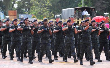 Kuantan-Ağustos 31:Malaysians üzerinde 31 Ağustos 2015 yılında Kuantan, Pahang, Malezya bağımsızlık 58 yaşını kutluyor Ulusal günü yürüyüşü, katılmak.