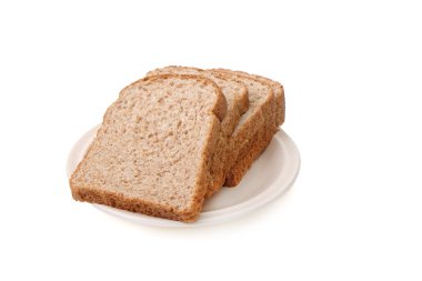 Beyaz arkaplanda tam tahıllı ekmek