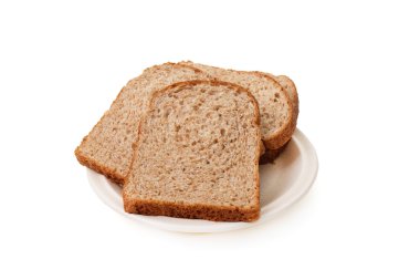 Beyaz arkaplanda tam tahıllı ekmek