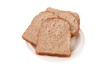 Beyaz arkaplanda tam tahıllı ekmek