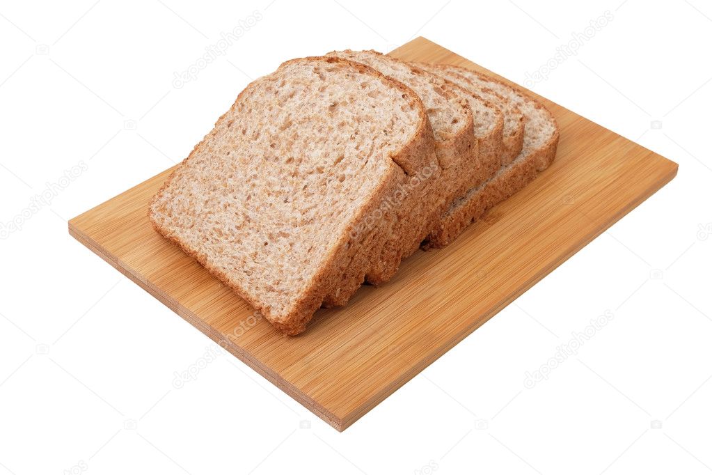 Whole grain bread isolated on white background