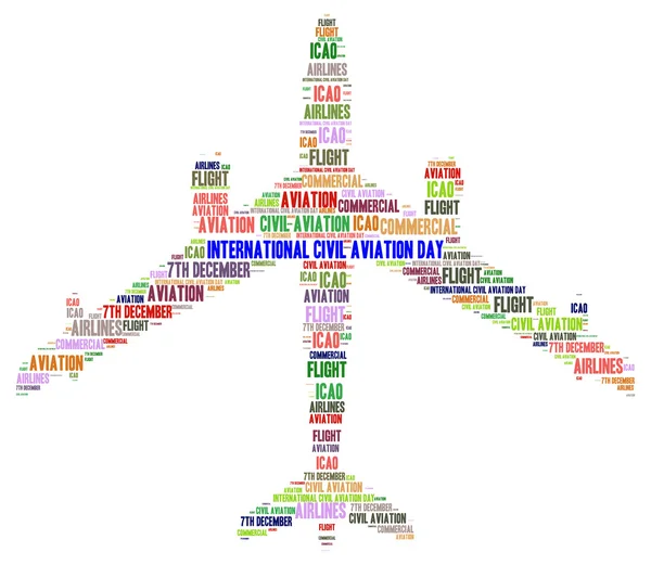 Word cloud with concept of International Civil Aviation Day - 7t — стокове фото