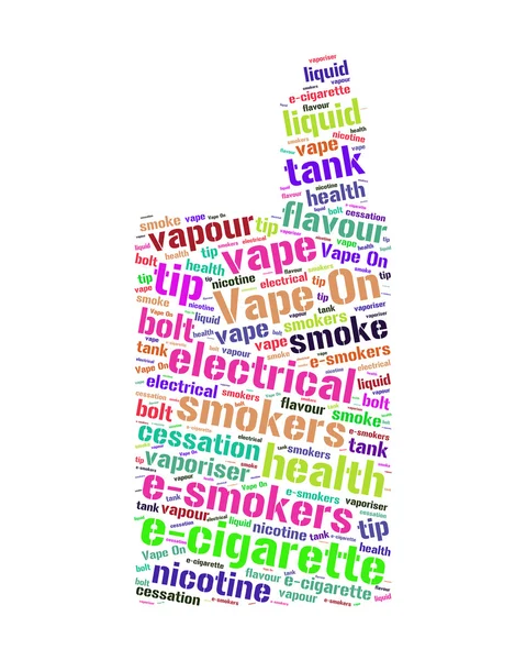 Illustration word cloud of smoking cessation by using e-cigarette (vape). — ストック写真