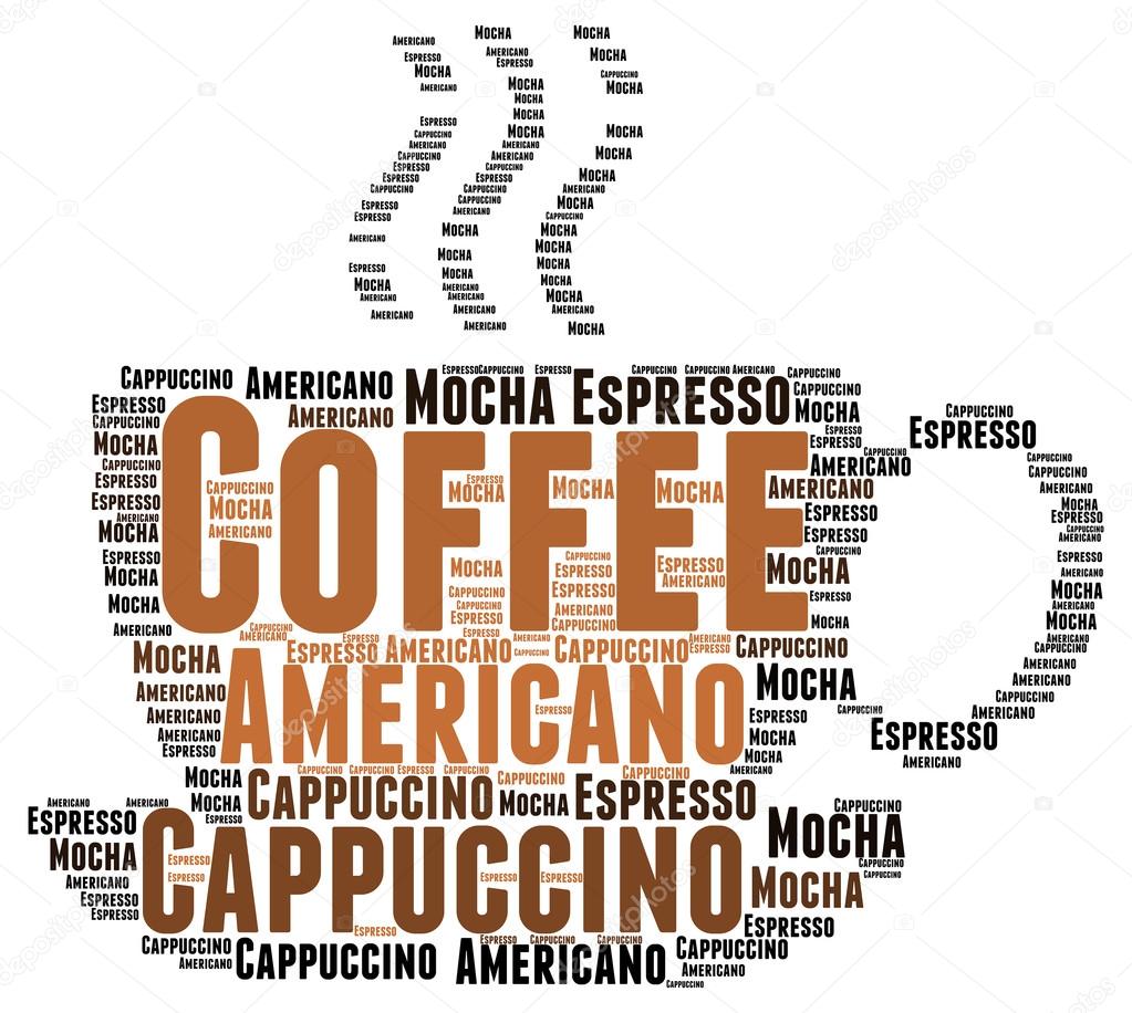 Coffee words concept in tag cloud on white background.