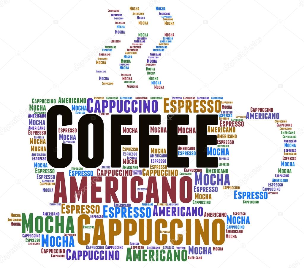 Coffee words concept in tag cloud on white background.