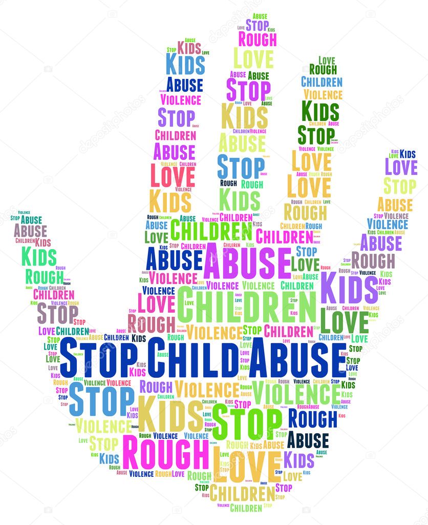 Conceptual of stop child abuse using word clouds.