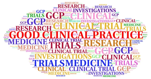 Helyes klinikai gyakorlat (Gdp) fogalmak illusztrálják, szó felhő. — Stock Fotó