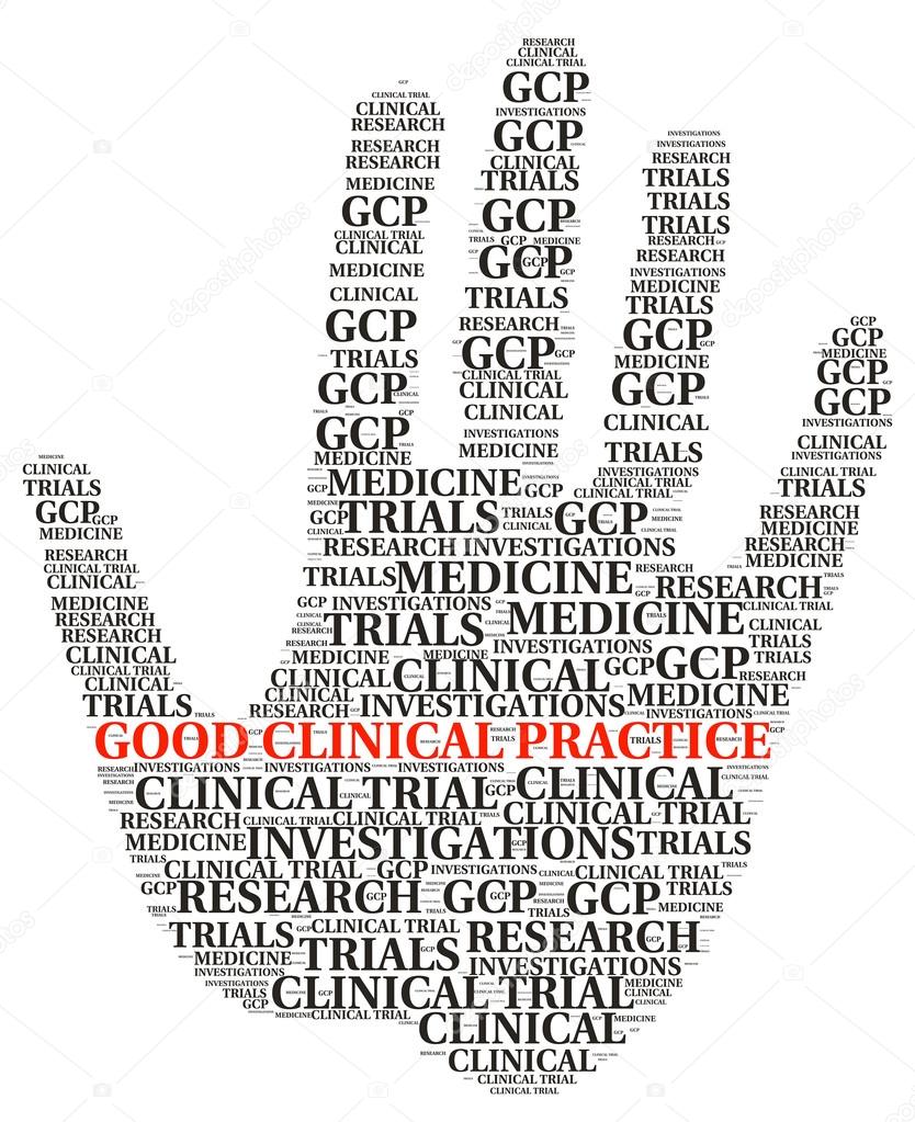 Good Clinical Practice (GDP) concepts illustrate in word cloud.
