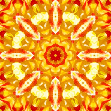 Konsantrik çiçek Merkezi makro yakın çekim. Mandala farklı renk seçenekleri sunan tasarım