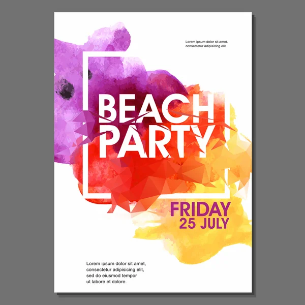Praia de noite de verão vetor festa Flyer modelo - Eps10 Design —  Vetores de Stock